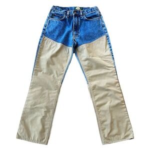 Cabelas Brush Guard Jeans Youth Size 16 Blue Denim Double Front 2 Tone Hunting